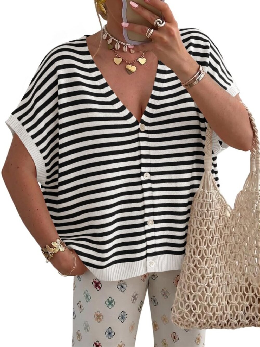 Womens Fall Short Sleeve Cardigans Sweater Oversized Tops